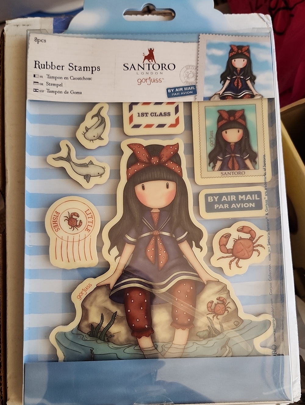 3/$25 👉*NWT*GORJUSS GIRL STAMP SET~LITTLE FISHES~VTG ROSE COLLECTION~
